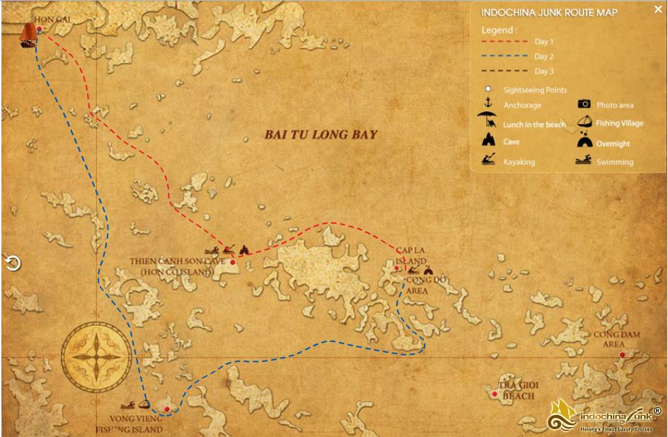 dragon pearl route map 2 days Halong Bay   Dragon Pearl