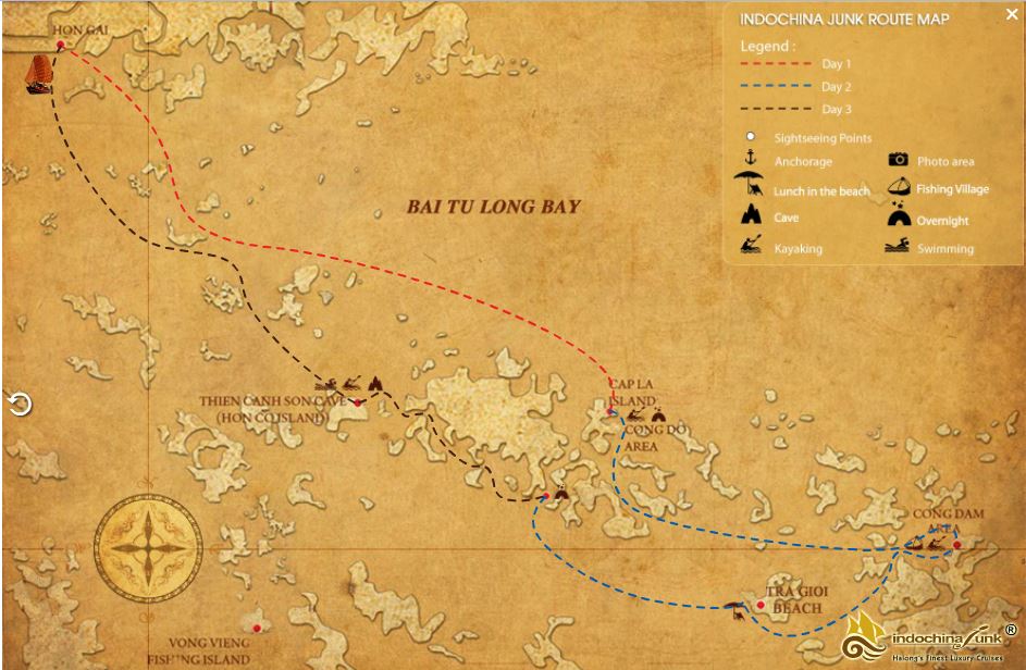 dragon pearl route map 3 days Halong Bay   Dragon Pearl